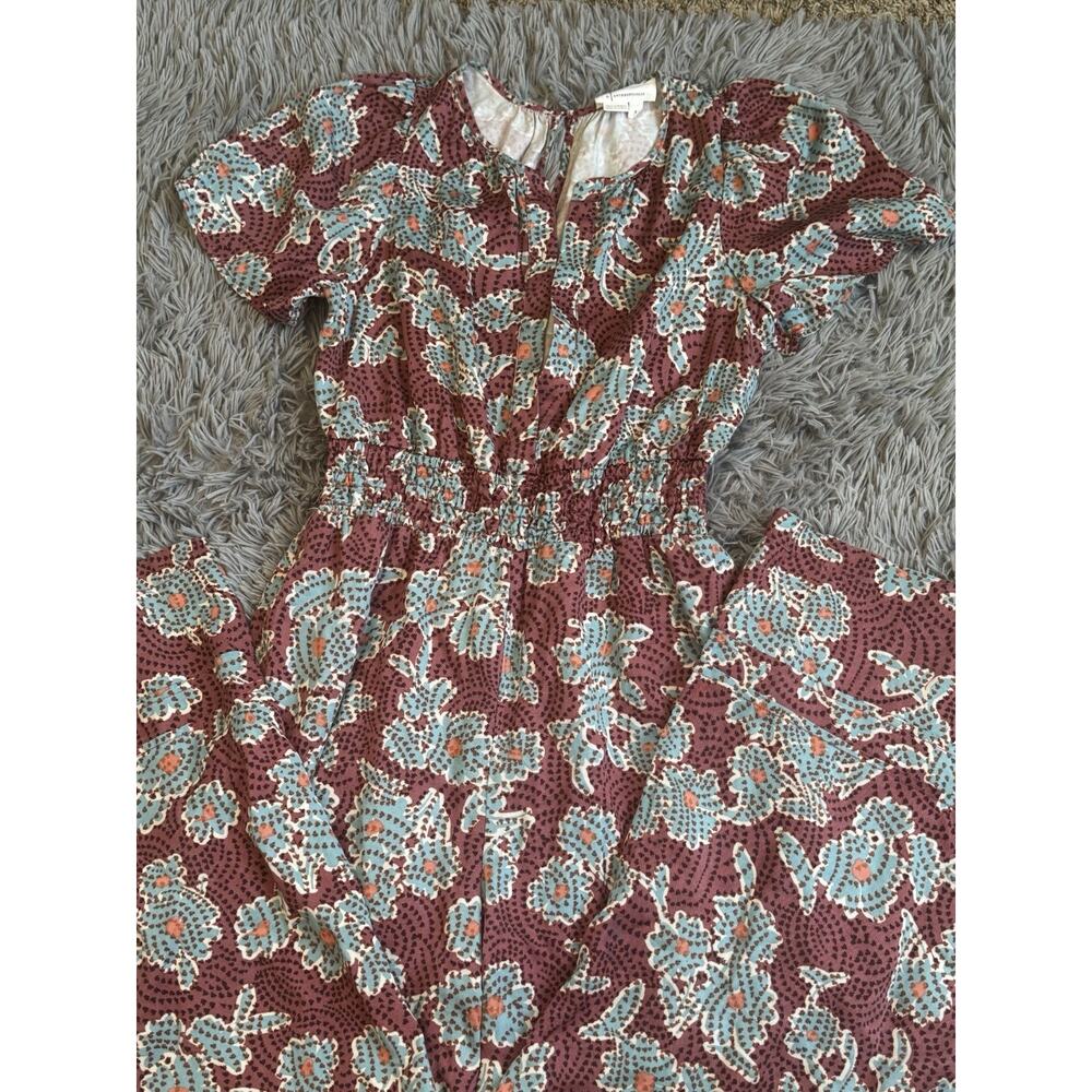 Anthropologie Jumpsuit Womens Small Mauve The Somerset Ruched Short Sleeve - Picture 6 of 16